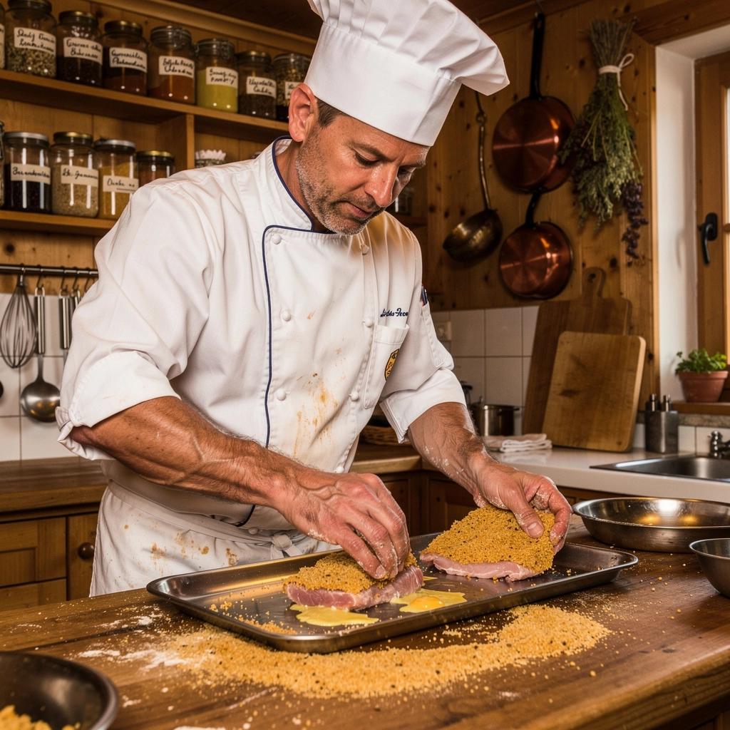 Ein Gruppenfoto der Kursteilnehmer mit ihren selbstgemachten Schnitzeln.